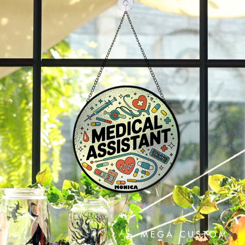 Personalized Medical Assistant Sun Catcher Custom Glass Plaque for Nurse 