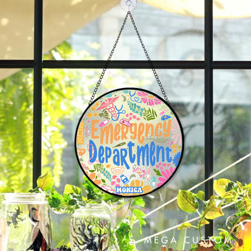 Personalized Emergency Department Sun Catcher Custom Glass Plaque for Nurse 