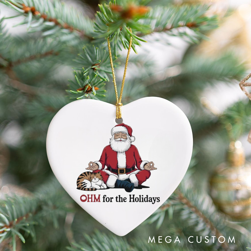 Personalized Santa Yoga Ornament Ornament with OHM for the Holidays Design Christmas Ornament Gift for Yoga Lover
