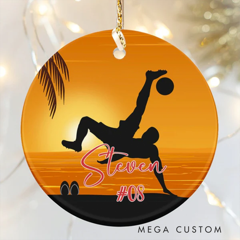 Personalized Soccer Player Christmas Ornaments Custom Name and Number Design