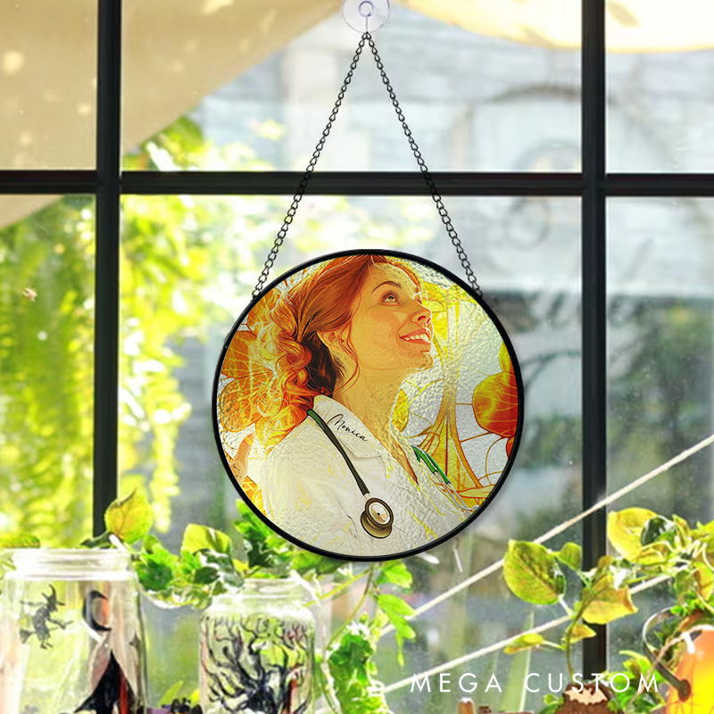 Personalized Radiant Nurse Art Sun Catcher Custom Glass Plaque for Nurse 