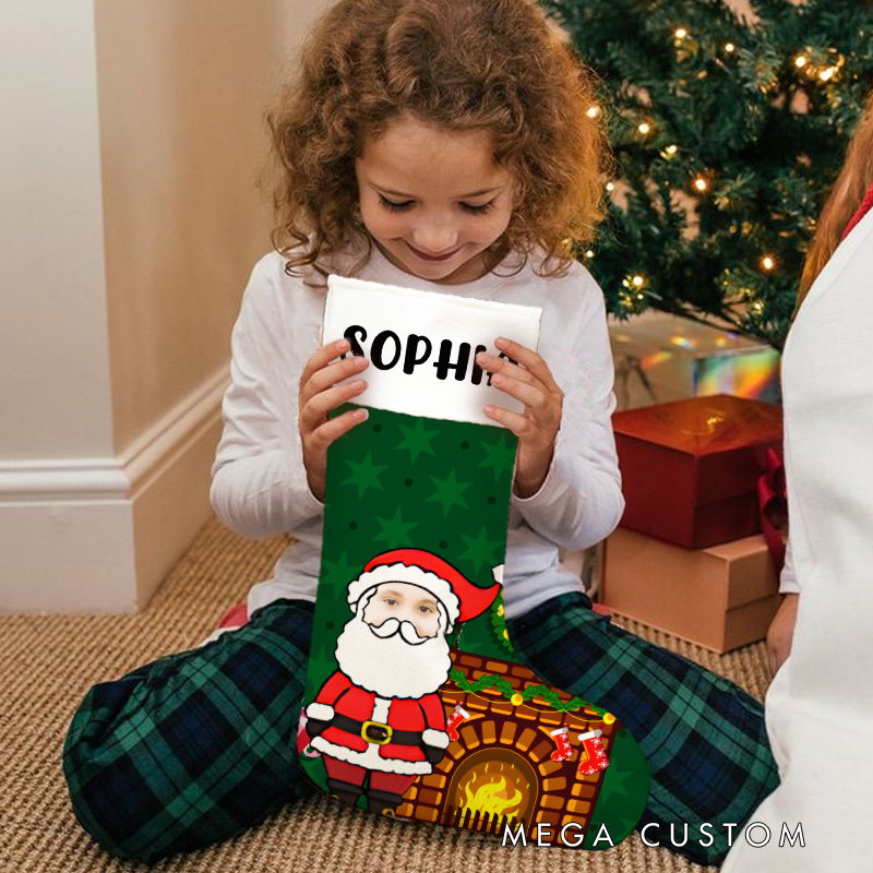 Personalized Santa with Gift Bag Christmas Stocking