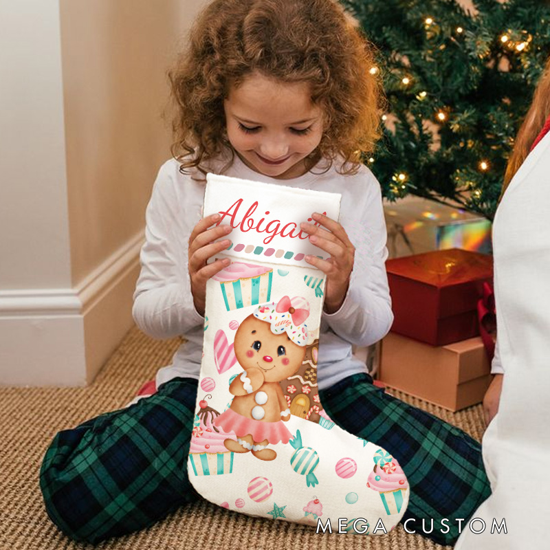 Personalized Gingerbread and Candy Christmas Stocking