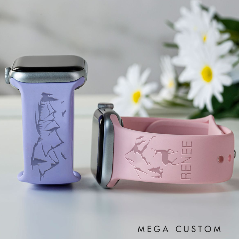 Personalized Mountain Apple Watch Band Outdoor Adventure Watch Band Lovers Gift for Nature Hiking Lover