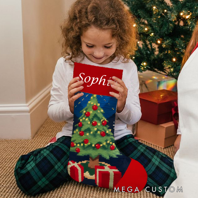 Personalized Christmas Tree and Gifts Christmas Stocking