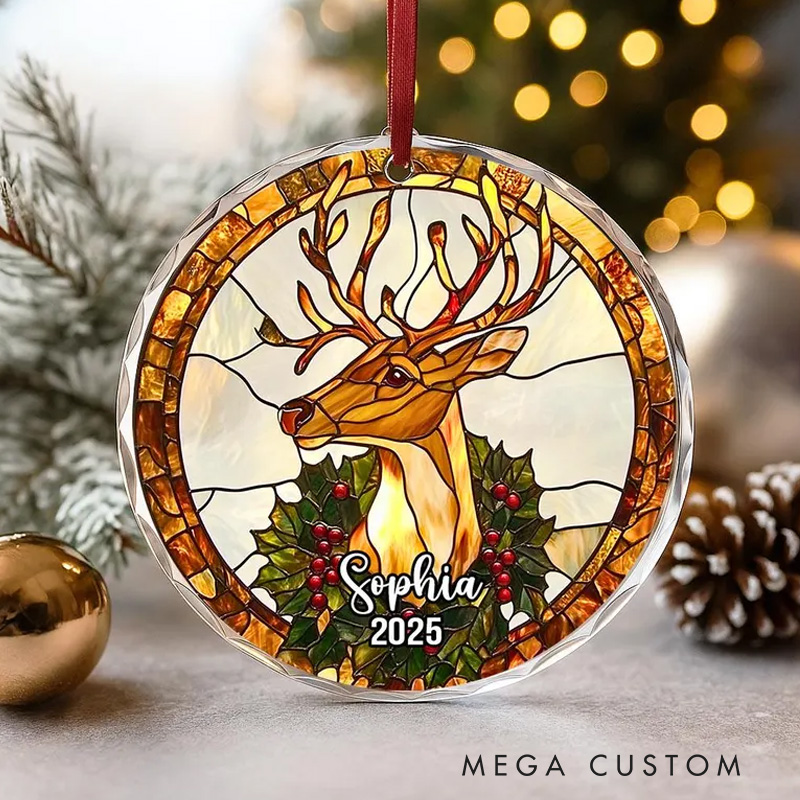 Personalized Stained Glass Style Art Santa Christmas Ornament Glass Ornament Art Lovers Christmas Gift Artistic Xmas Gift Christmas Decor