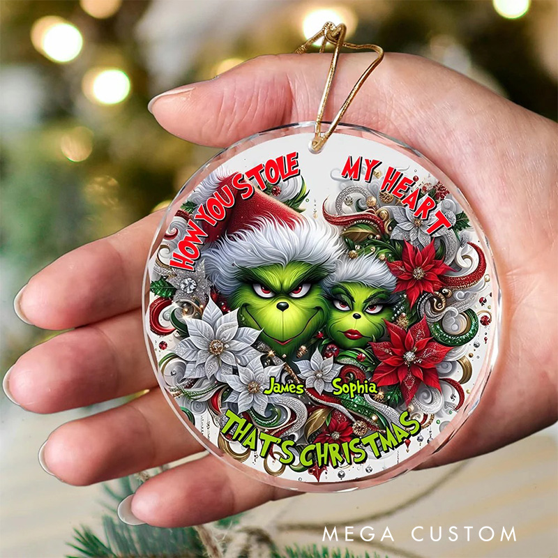 Personalized Monster Couple Movie Christmas Ornament Glass Ornament Art Lovers Christmas Gift Artistic Xmas Gift Christmas Decor