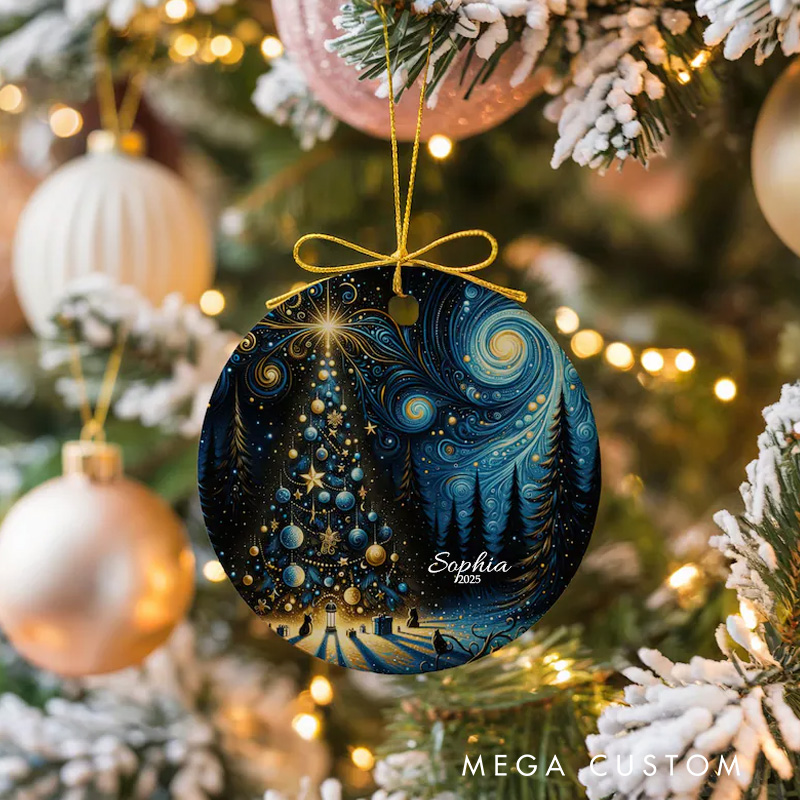 Personalized Starry Night Art Ceramic Christmas Ornament Glass Ornament Art Lovers Christmas Gift Artistic Xmas Gift Christmas Decor