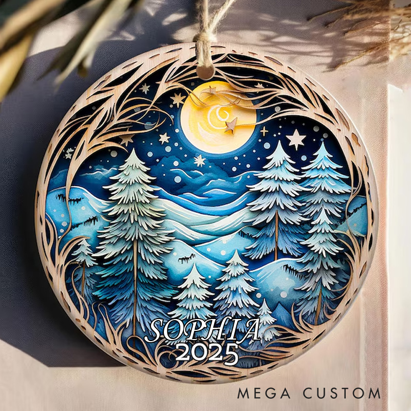 Personalized Papercutting style 2D the Eve Art Christmas Ornament Ceramic Ornament Art Lovers Christmas Gift Artistic Xmas Gift Christmas Decor