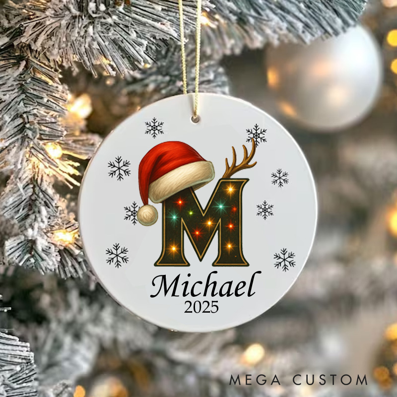 Personalized Sketch Style Monogram Art Ceramic Christmas Ornament Ornament Art Lovers Christmas Gift Artistic Xmas Gift Christmas Decor