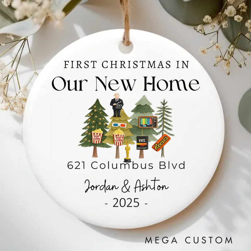 Personalized Movie Watching New Home Ceramic Christmas Ornament  Movie Lovers Christmas Gift Film Xmas Gift Christmas Decor