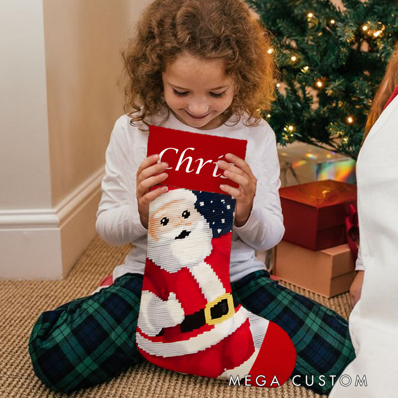 Personalized Santa with Candy Cane Christmas Stocking