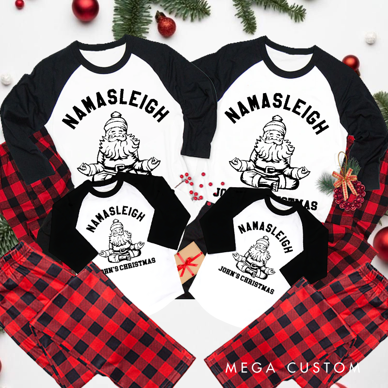 Personalized Yoga Christmas Pajamas Matching Family Christmas Pajamas Santa Yogi Pajamas Christmas Gift Perfect for Holiday and Yoga Lover