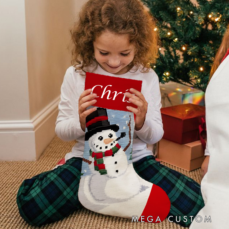 Personalized Snowman with Scarf Christmas Stocking