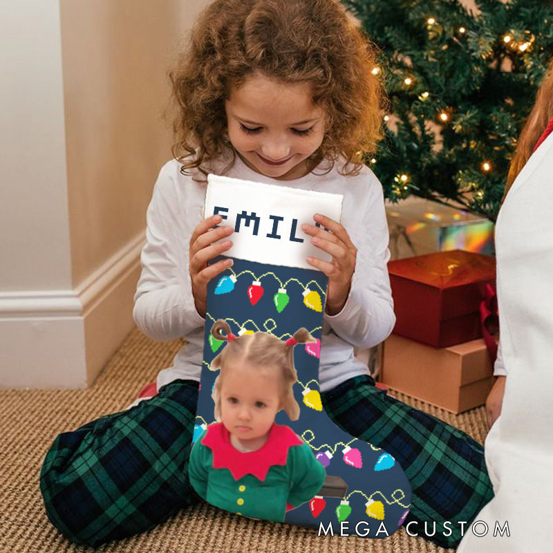 Personalized Christmas Lights Christmas Stocking