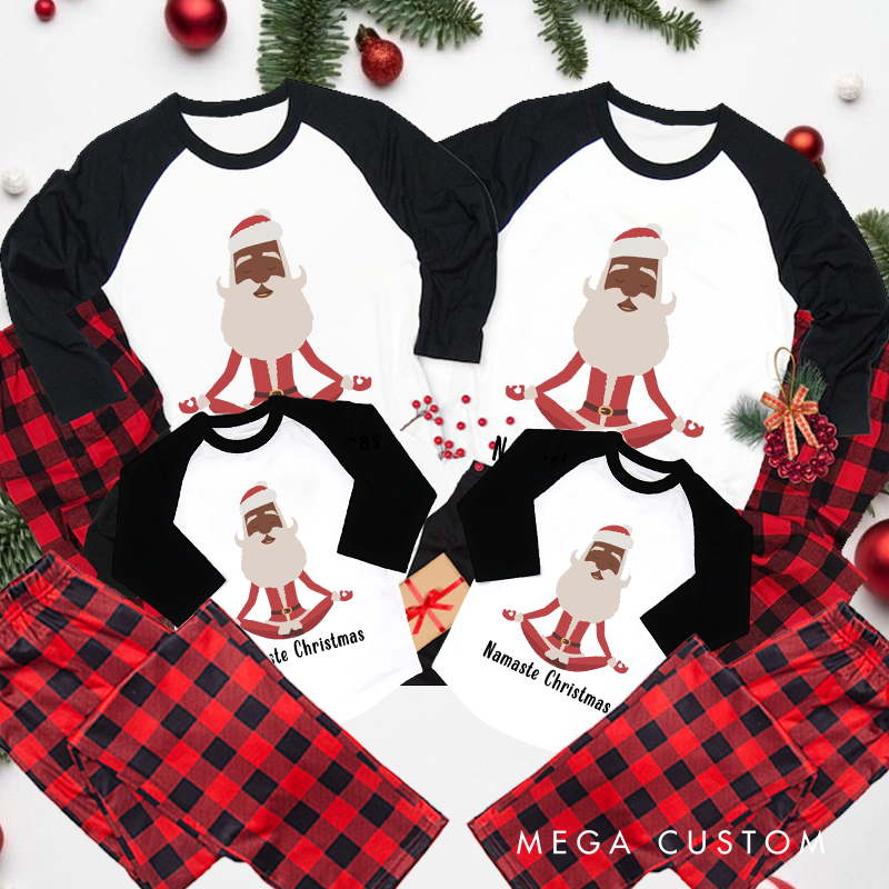 Personalized Yoga Christmas Pajamas Santa Meditation Design Matching Family Christmas Pajamas Christmas Gift Perfect for Holiday and Yoga Lover