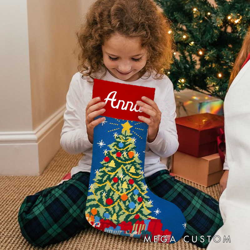 Personalized Christmas Tree and Presents Christmas Stocking