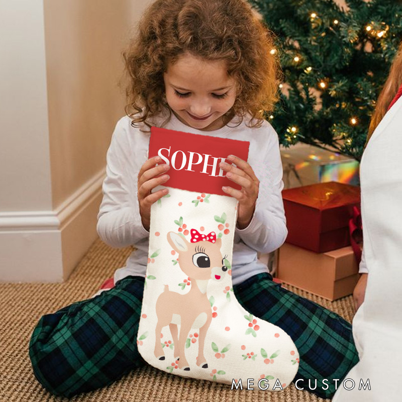 Personalized Reindeer with Ornaments Christmas Stocking