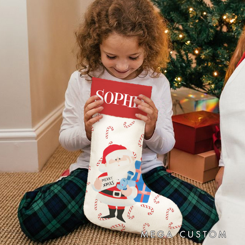 Personalized Santa with Train Christmas Stocking