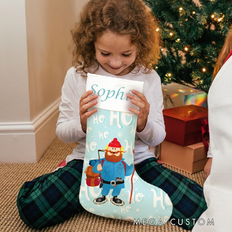Personalized Santa and Snowman Joy Christmas Stocking