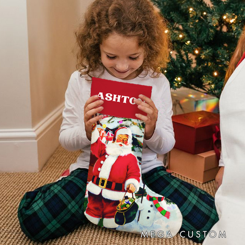 Personalized Santa with Toys Christmas Stocking