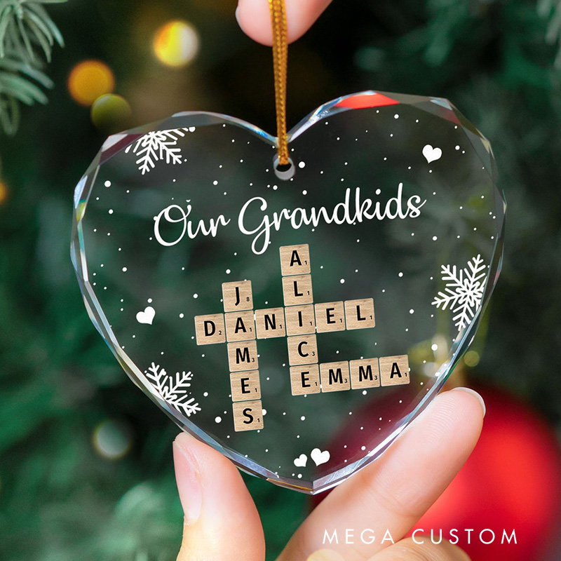 Personalized Our Grandkids Scrabble Heart Acrylic Ornament