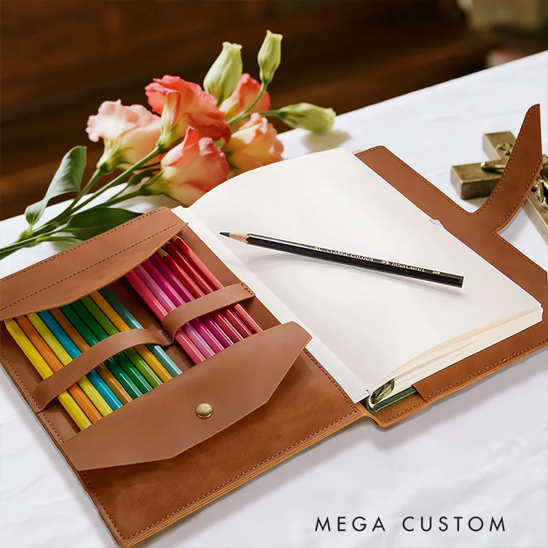 Personalized the Holy Bible Flower Portable A5 PU Leather Notebook Cover with Bible Chapter and Pocket Birthday Inspirational Gift for Christian