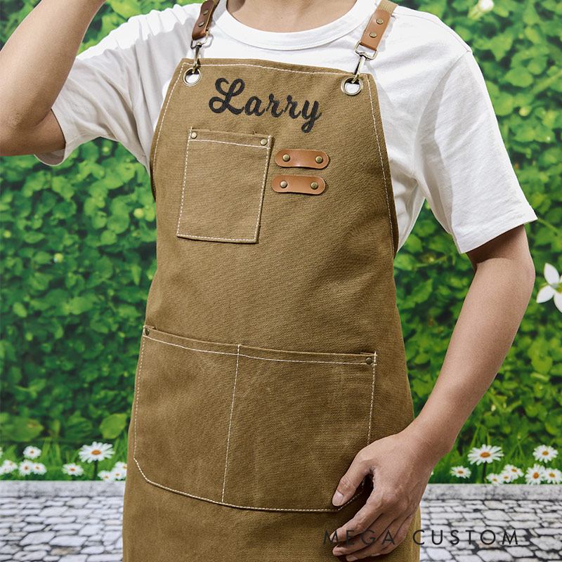 Personalized Gardening Apron with Pocket Embroidered Name Garden Workshop Apron for Gardening Lovers Gardening Gift 