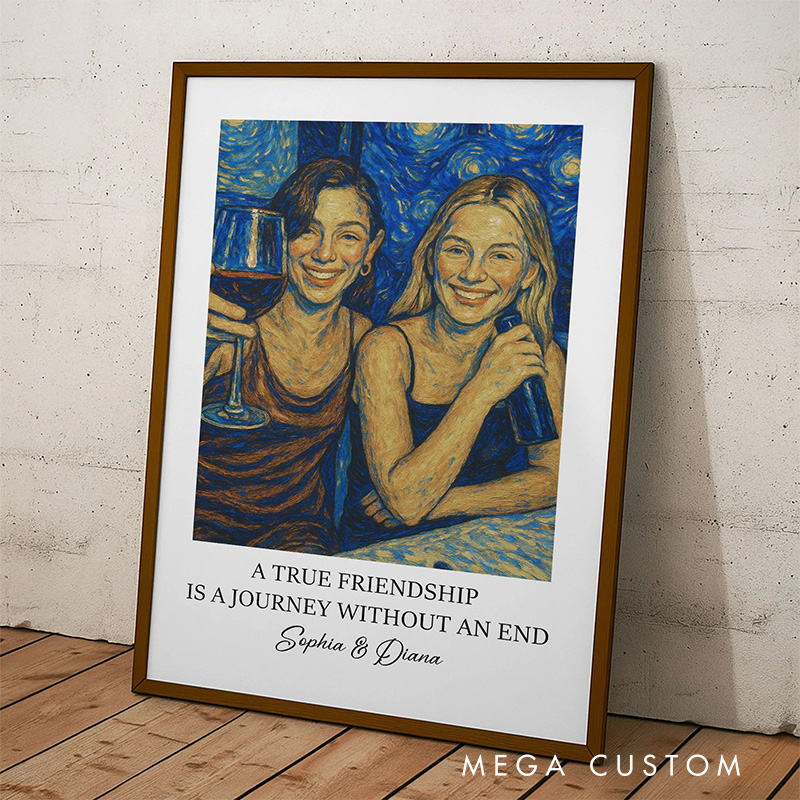 Personalized A True Friendship Is A Journey Wall Art For Friends Besties Poster Without Frame Custom Art Lover Gift Custom Portrait