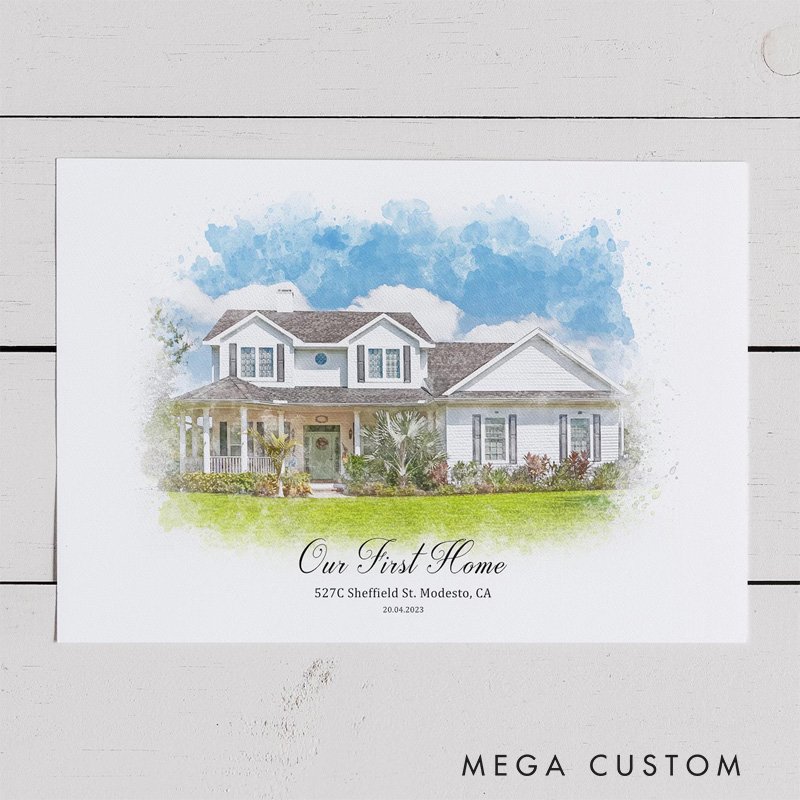 Personalized Watercolor New House Wall Art For Housewarming Family Poster Without Frame Custom Art Lover Gift Custom Portrait