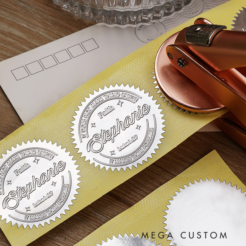 Personalized Religion Faith Luke 1:37 Book Embosser Hand Held Embosser Embossing Stamp with Name Inspirational Gift for Bookworm Christian