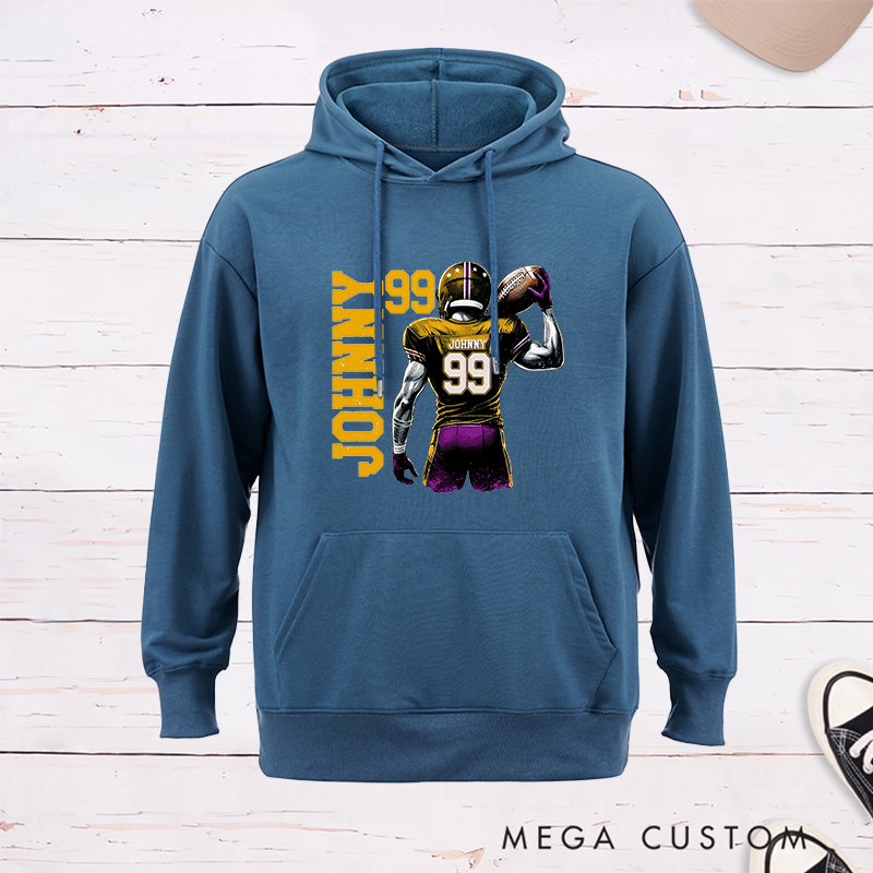 Personalized Football Hoodie with Custom Name, Number, and Unique Player Design
