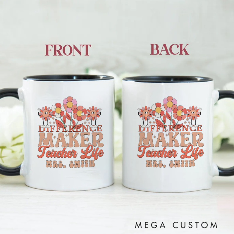 Personalized Mugs Teacher Life Retro Floral Mug Charming and Stylish Gift for Teachers