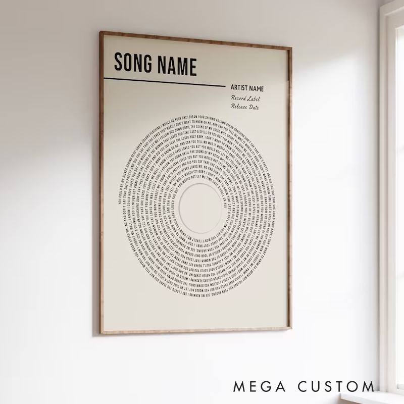 Personalized Vinyl Lyrics Print Custom Music Poster Customizable Music Gift