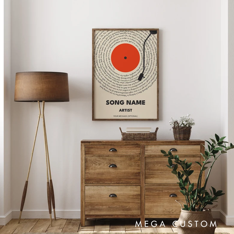 Personalized Song Lyrics Vinyl Record Print Without Frame Custom Music Gift