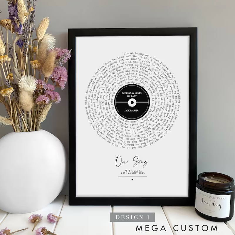 Personalized Song Gift Custom Lyrics Wall Art Without Frame Music Quote Poster Custom Song Art