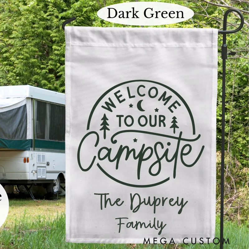 Personalized Welcome to Our Campsite Garden Flag Custom Camping Flag Gift for Family Camping