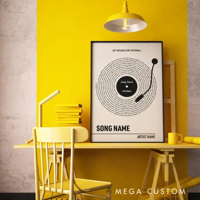 Personalized Vinyl Lyrics Print Without Frame Custom Music Poster Customizable Music Gift