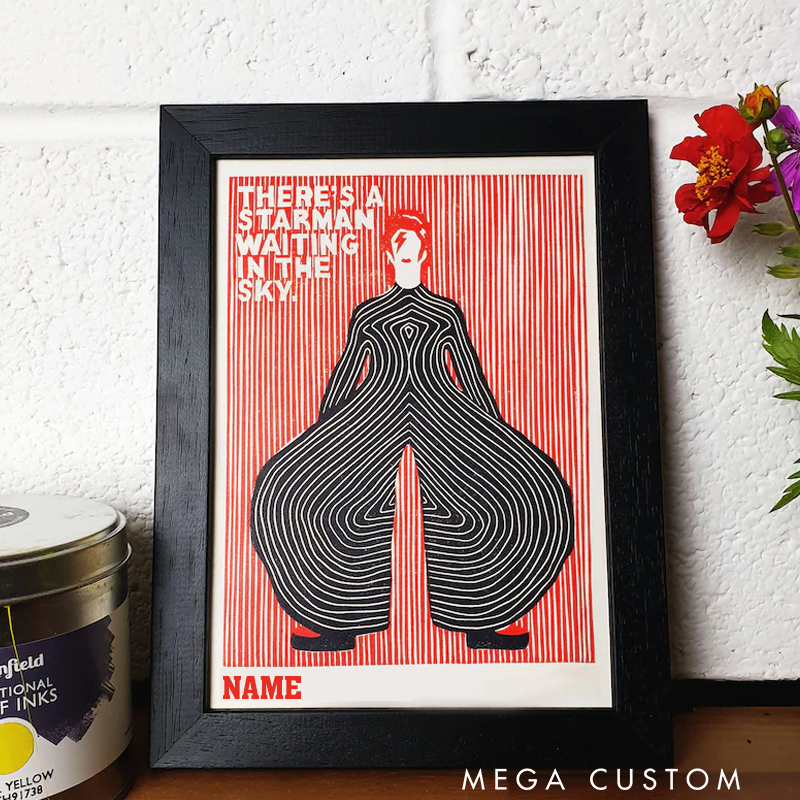 Personalized There's a Starman Waiting in the Sky Wall Art Without Frame