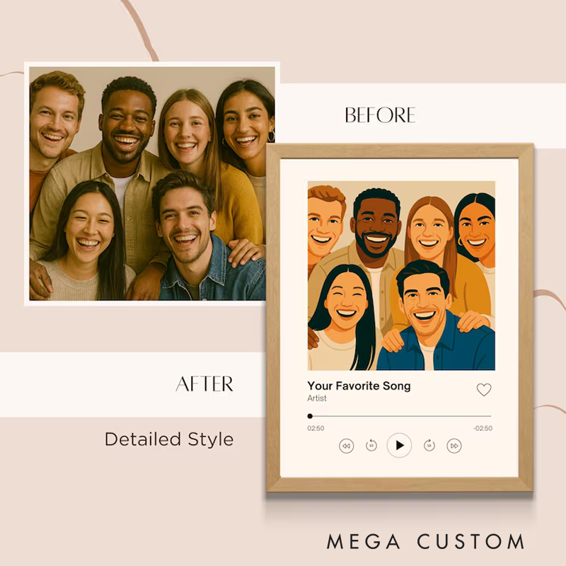 Personalized Digital Portrait from Photo Custom Music Code Poster Without Frame