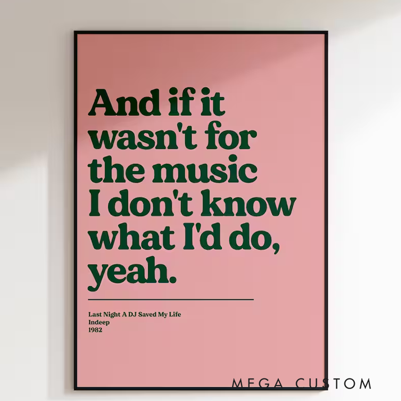 Personalized Song Lyric Print Without Frame Music Poster Wall Art Typographic