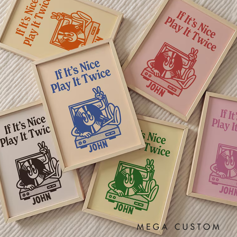 Personalized Retro Vinyl Wall Art Without Frame Printable Record Player Poster for Dorm Room or Music Lovers