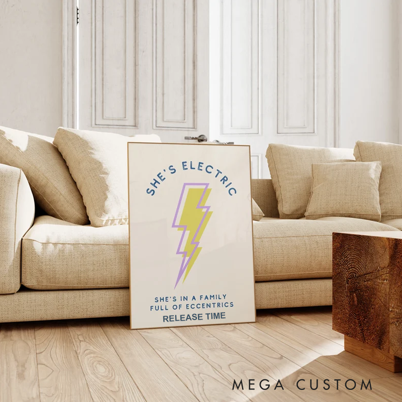 Personalized She's Electric Oasis Inspired Art Print She's Electric Music Print Rock Music Art Without Frame Music Wall Art Music Lyrics
