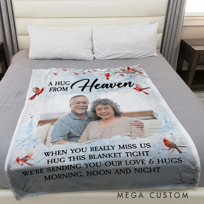 Personalized Photo Blanket A Hug From Heaven Sympathy Gift Memorial Blanket Custom Flannel Blanket