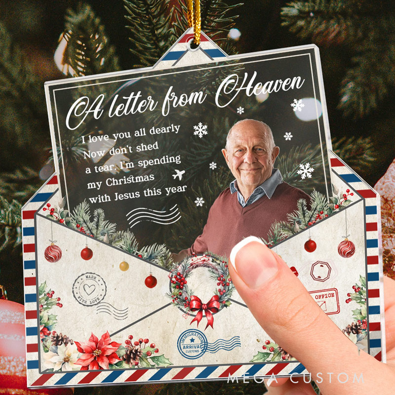 Personalized Acrylic Photo Ornament A Letter From Heaven Vintage Style Christmas Ornament Sympathy Gifts