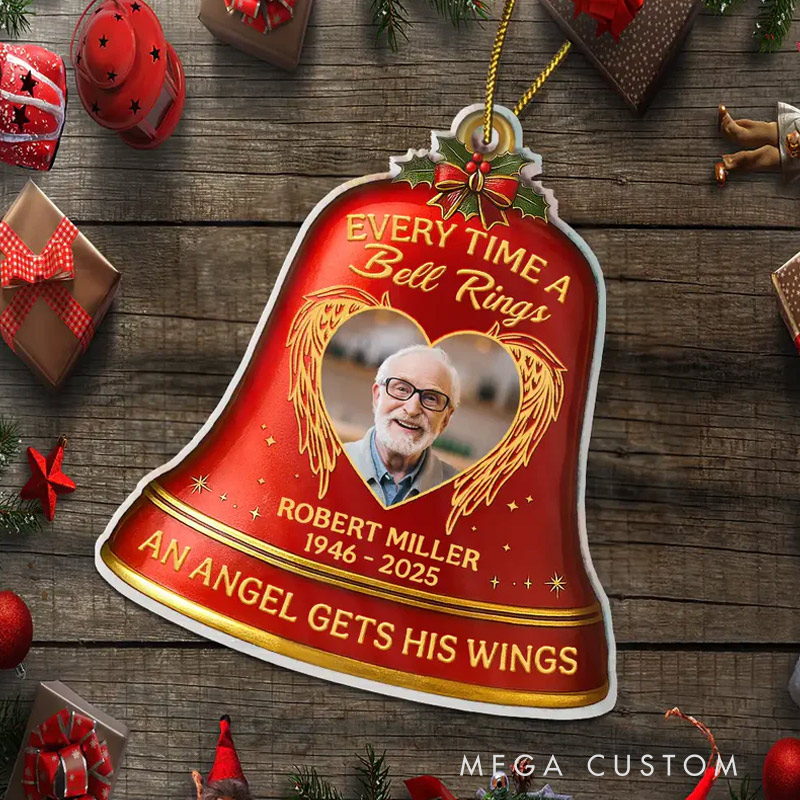 Personalized Photo Memorial Every Time A Bell Rings Custom Shaped Acrylic Ornament Sympathy Gifts