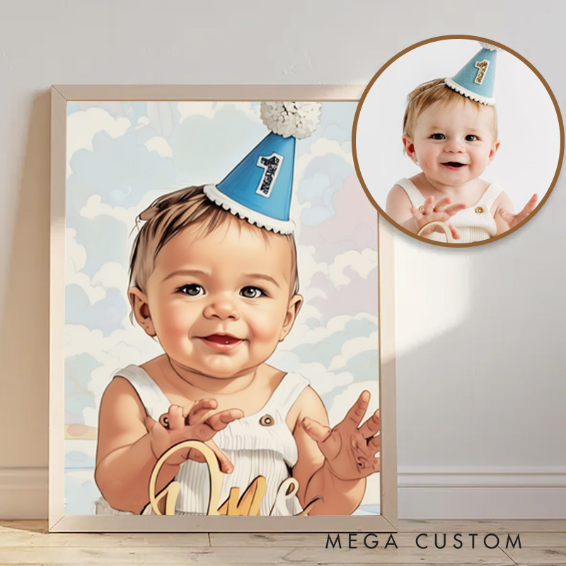 Personalized Baby Portraits Poster Using Baby Photo Custom Art Lover Gifts