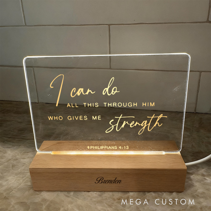 Personalized Bible Verse LED Lamp Night Light with Name Home Decor Faith Based Decor Religious Christian Gift Bible Verse Gift