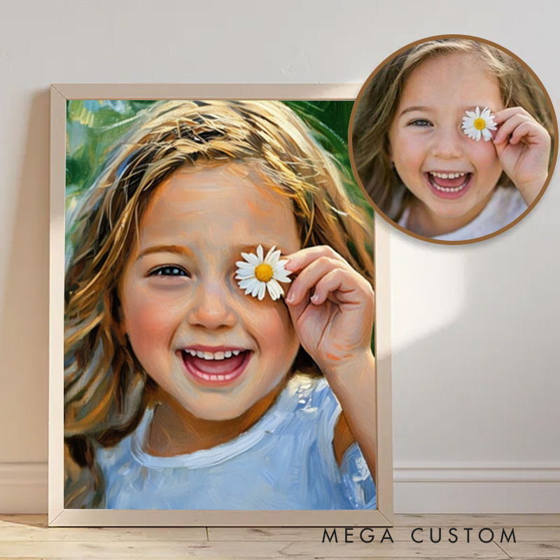 Personalized Kids Hand-Drawn Painting Poster from Photo Gift from Kids