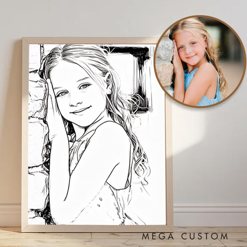 Personalized Kids Hand-Drawn Painting Poster from Photo Gift from Kid